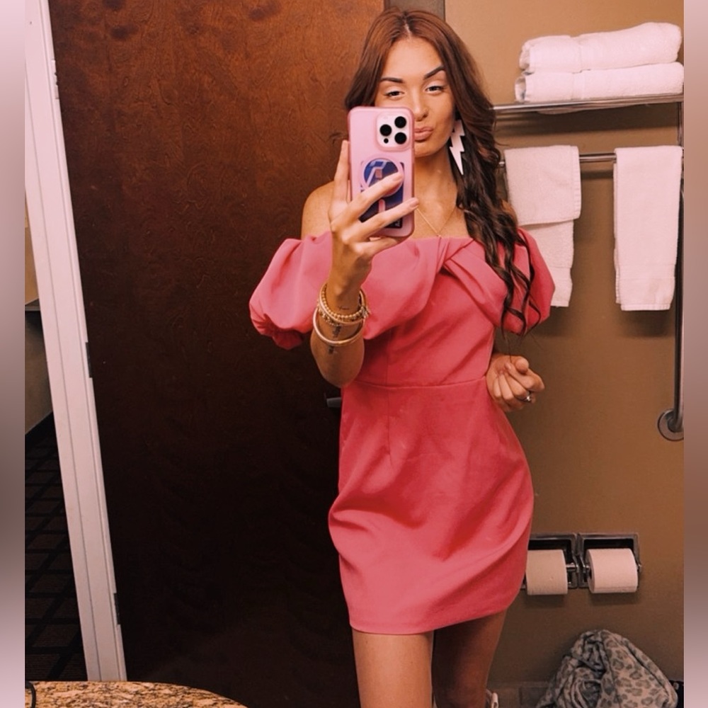 Pink off shoulder dress